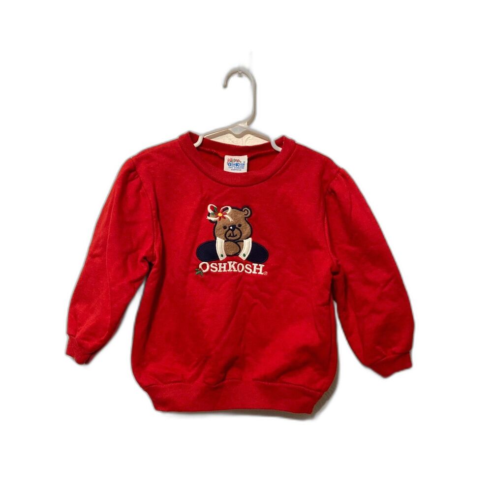 Red Oshkosh pullover sweatshirt with bear size 4T
